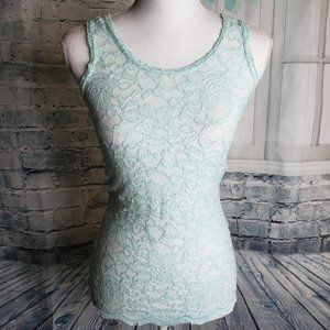 🌻BKE Sheer Lace Sleeveless Racer Back Top